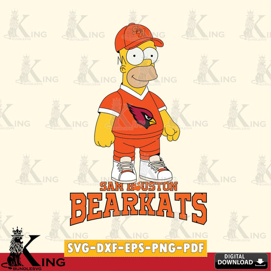 Printable art of Sam Houston Bearkats Homer Simpson football, versatile clip art for stickers, decals, and mugs.