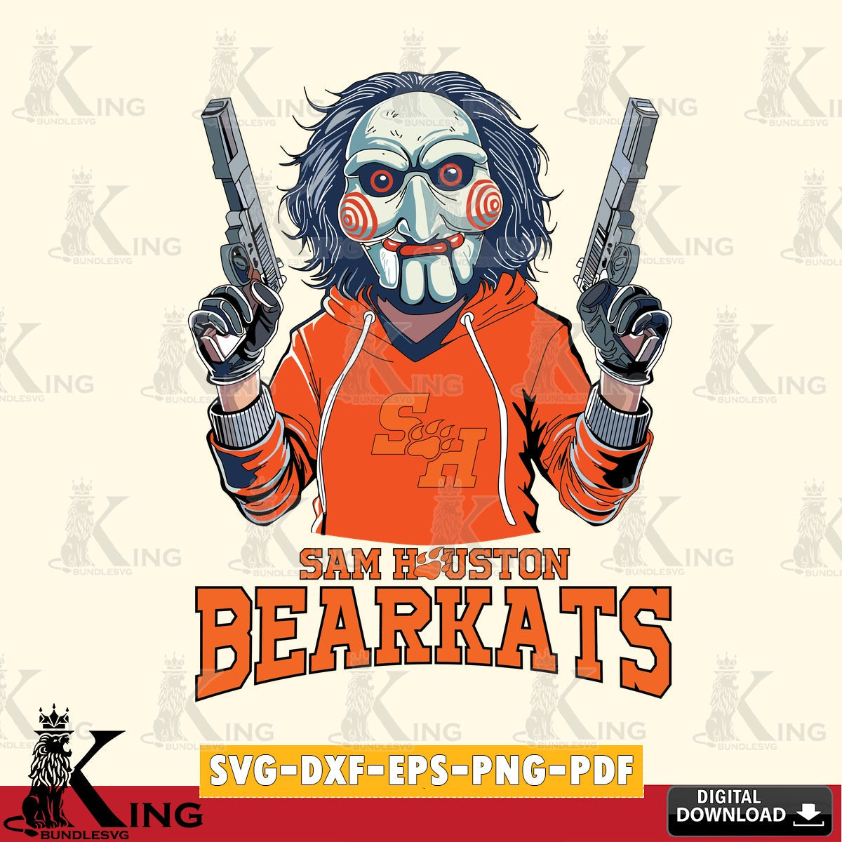 Beautiful illustration of Sam Houston Bearkats Jigsaw Billy Football, For Cricut NCAA cut, PNG clipart for sublimation printing