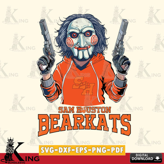 Beautiful illustration of Sam Houston Bearkats Jigsaw Billy Football, For Cricut NCAA cut, PNG clipart for sublimation printing