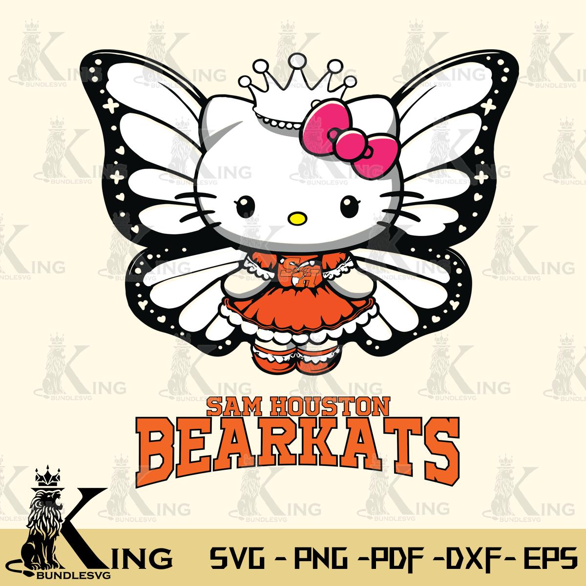 Sam Houston Bearkats Kitty Wings & Flowers Svg Eps Dxf Png File, Digital Download