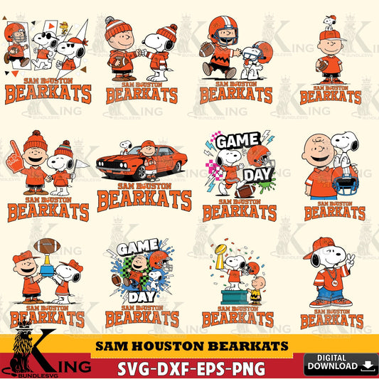 Sam Houston Bearkats Peanuts Football NCAA Bundle SVG, Cricut, Cut file  , Digital Download , Instant Download, Peanuts svg, NCAA svg, Football svg, Sport svg