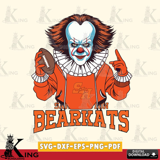 Unique artwork depicting a Sam Houston Bearkats Pennywise football player, a digital download for Cricut Maker and paper crafts.