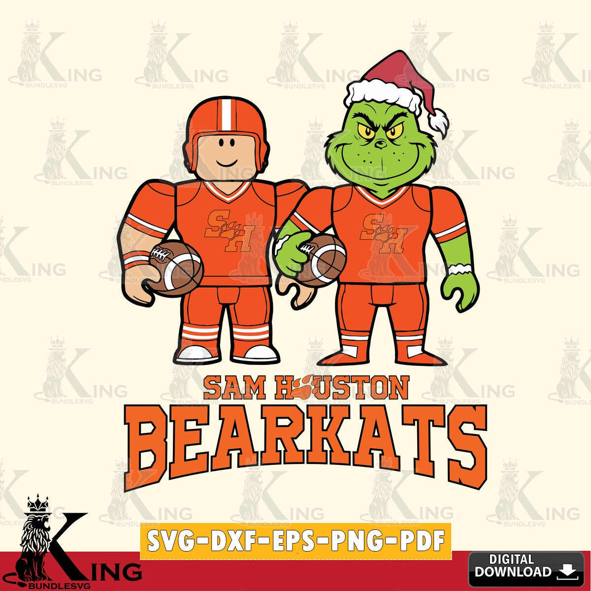 Sam Houston Bearkats Roblox & Grinch Football SVG file , NCAA Cricut,  File cut , Digital Download , PDF File