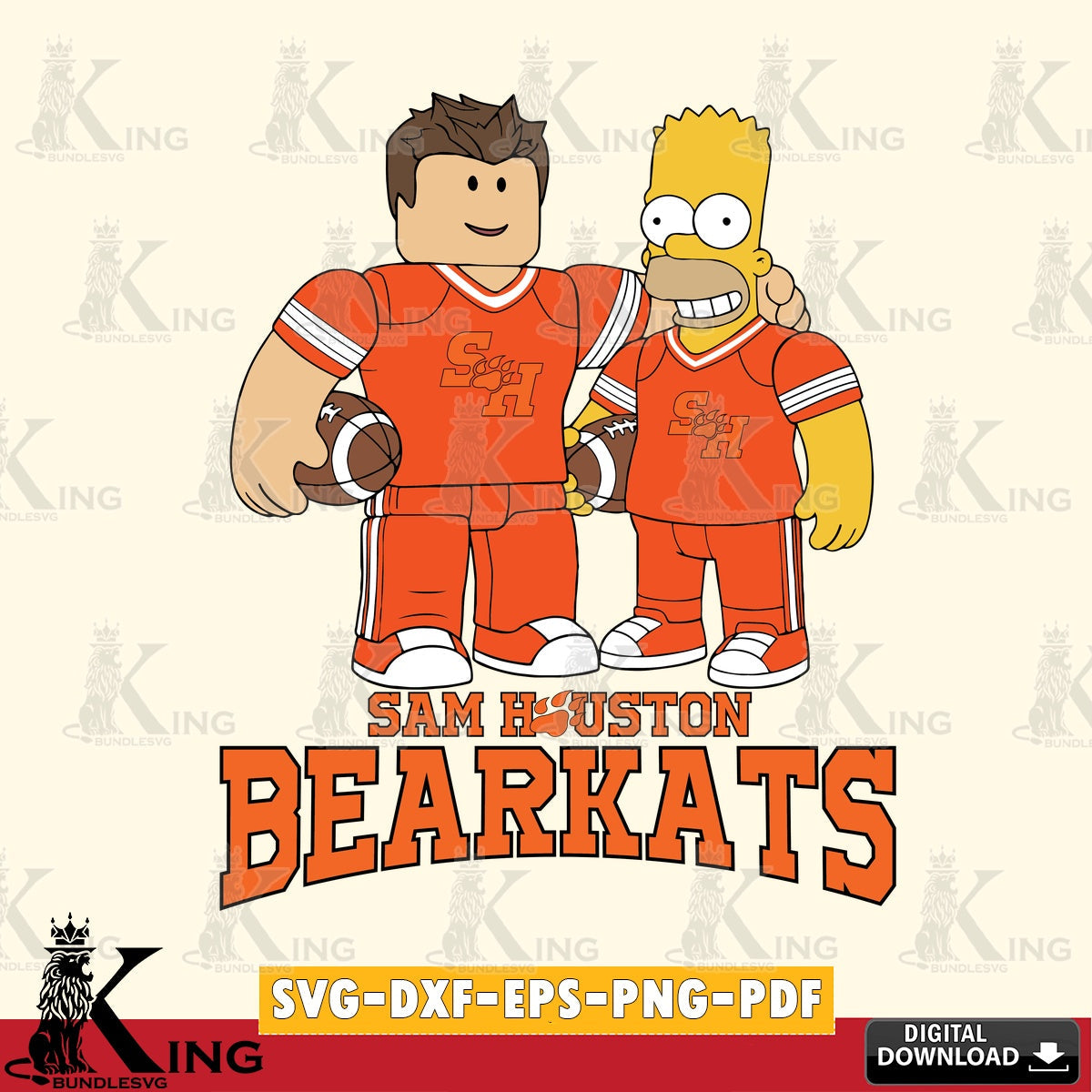 Sam Houston Bearkats Roblox & Homer Simpson Football SVG file , NCAA Cricut,  File cut , Digital Download , PDF File