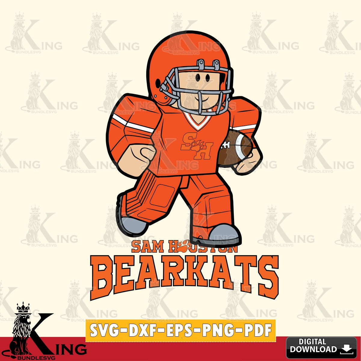 Sam Houston Bearkats Roblox Player Rugby SVG file , NCAA Cricut,  File cut , Digital Download , PDF File