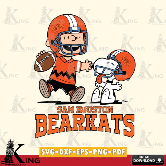 Sam Houston Bearkats Snoopy and Peanut Fun SVG, Cricut, Cut file  , Digital Download , Instant Download, Peanuts svg, NCAA svg, Football svg, Sport svg