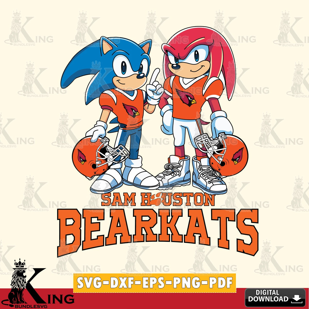 Sam Houston Bearkats Sonic And Knuckles Football SVG file, Vector , Digital Download , PDF File , Instant Download
