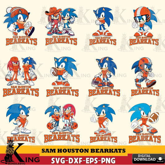 Giant set featuring Sam Houston Bearkats Sonic & Knuckles NCAA Football Bundle, versatile clip art for stickers, decals, and mugs.