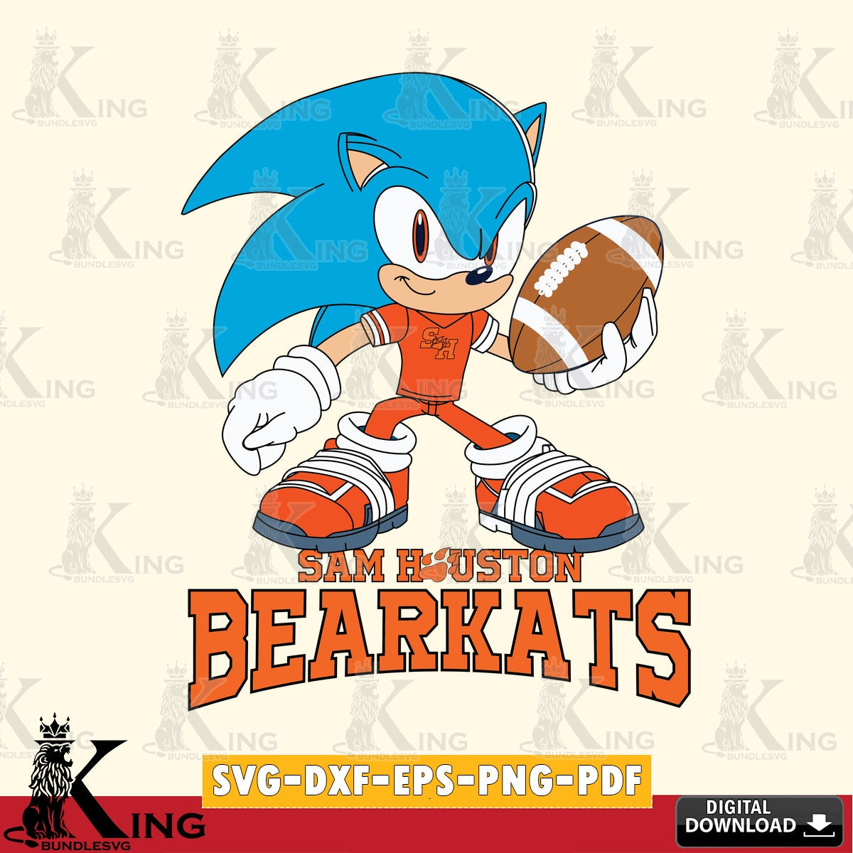 Custom design featuring Sam Houston Bearkats Sonic Rugby, a digital file for silhouette cameo and cricut projects.