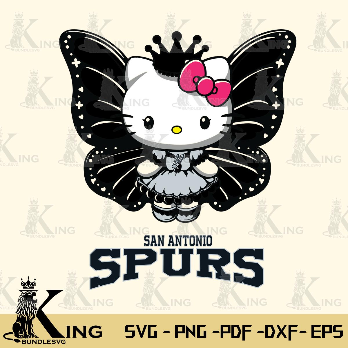 San Antonio Spurs Kitty Wings & Flowers Svg Eps Dxf Png File, Digital Download