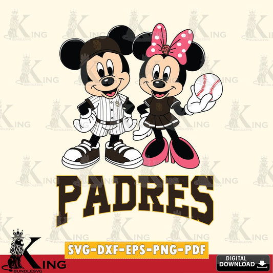 San Diego Padres Baseball Mickey Minnie Mouse SVG File, MLB for Cricut, Silhouette, Digital Download , file cut