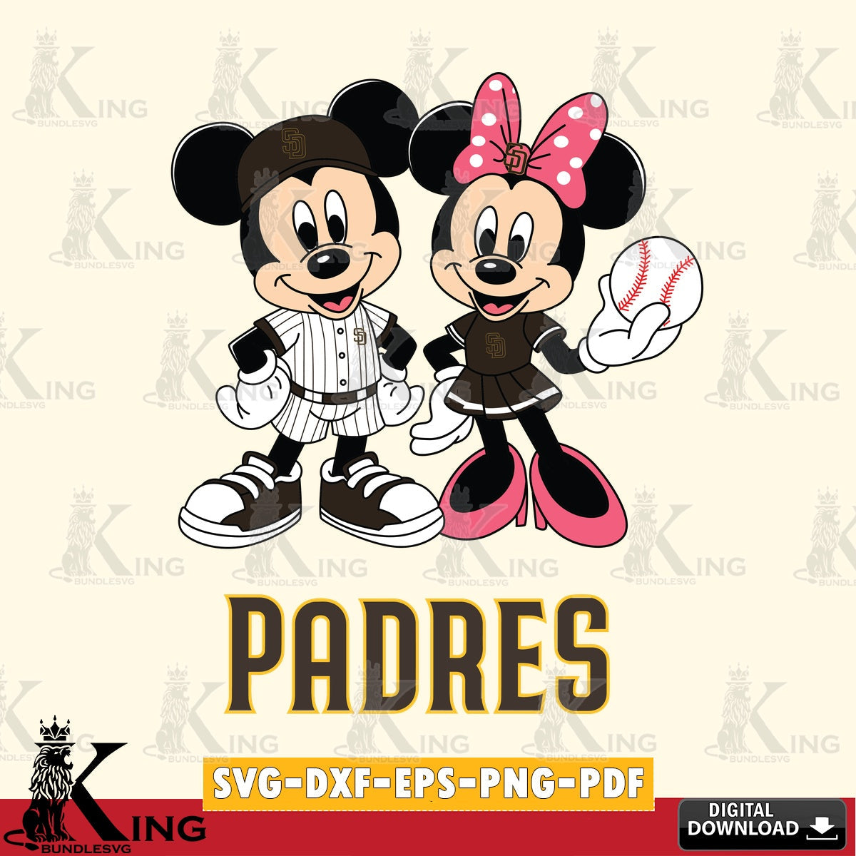 San Diego Padres Baseball Mickey Minnie Mouse SVG file , For Cricut,  File cut , Digital Download , PDF File, Cut Files