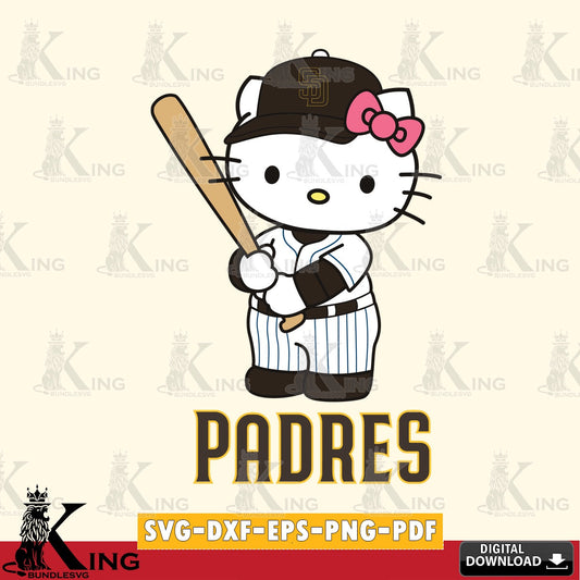 Giant set featuring San Diego Padres Hello Kitty baseball batter crafting file for iron-on transfer and vinyl decals