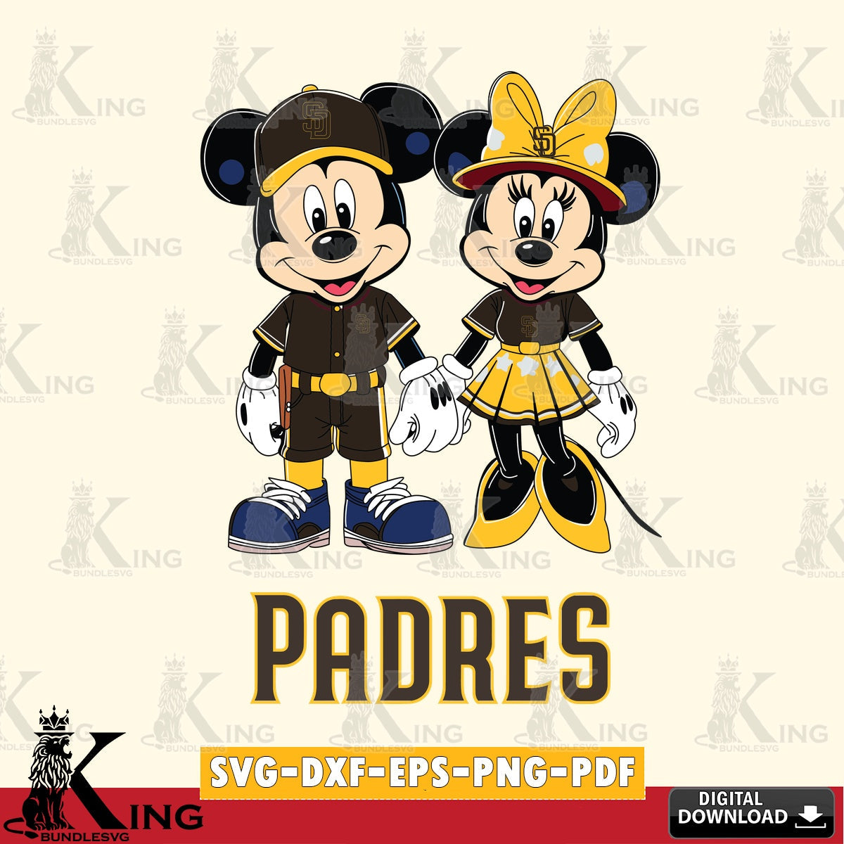 San Diego Padres Mickey Minnie Baseball SVG file , For Cricut,  File cut , Digital Download , PDF File, Cut Files