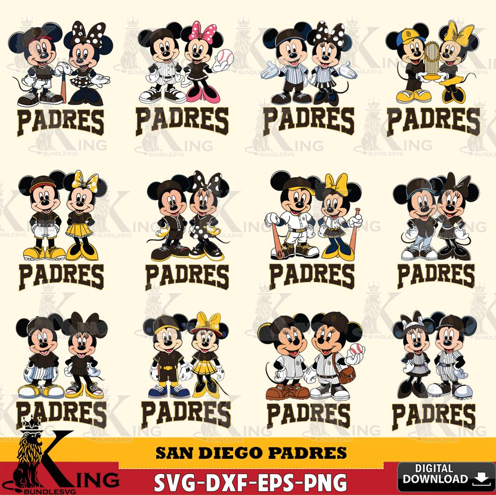 San Diego Padres Mickey Minnie MLB Bundle SVG DXF EPS PNG PDF, MLB for Cricut, Silhouette, Digital Download , file cut