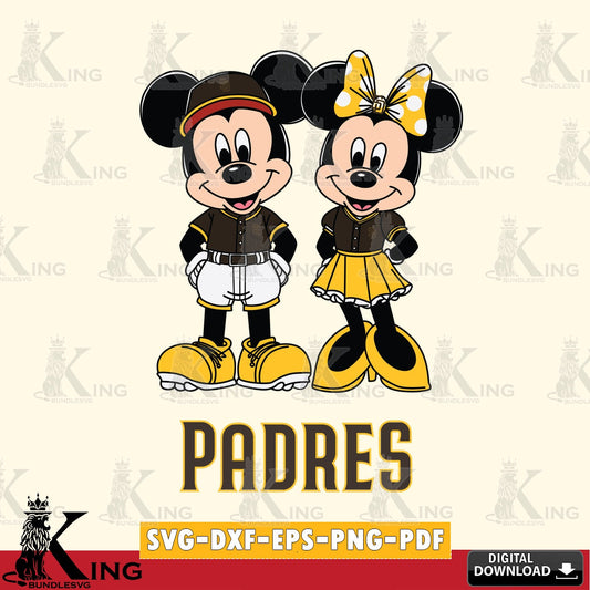 San Diego Padres Mickey Minnie Mouse Baseball SVG file , For Cricut,  File cut , Digital Download , PDF File, Cut Files