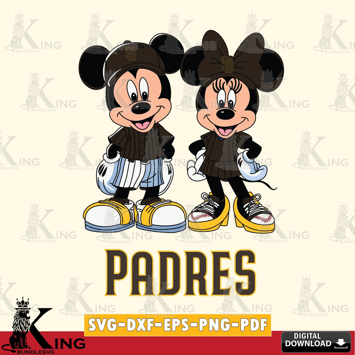 San Diego Padres Mickey Minnie Mouse Fan SVG file , For Cricut,  File cut , Digital Download , PDF File, Cut Files