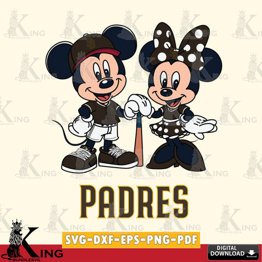 San Diego Padres Mickey Minnie Mouse Sport SVG file , For Cricut,  File cut , Digital Download , PDF File, Cut Files