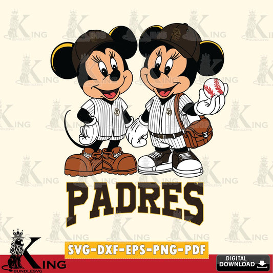San Diego Padres Mickey Minnie Mouse couple SVG File, MLB for Cricut, Silhouette, Digital Download , file cut