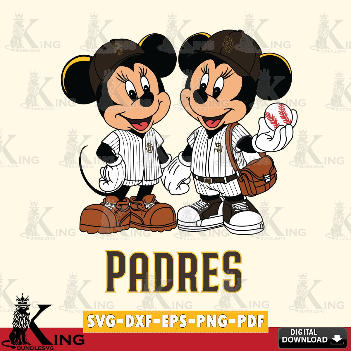 San Diego Padres Mickey Minnie Mouse couple SVG file , For Cricut,  File cut , Digital Download , PDF File, Cut Files