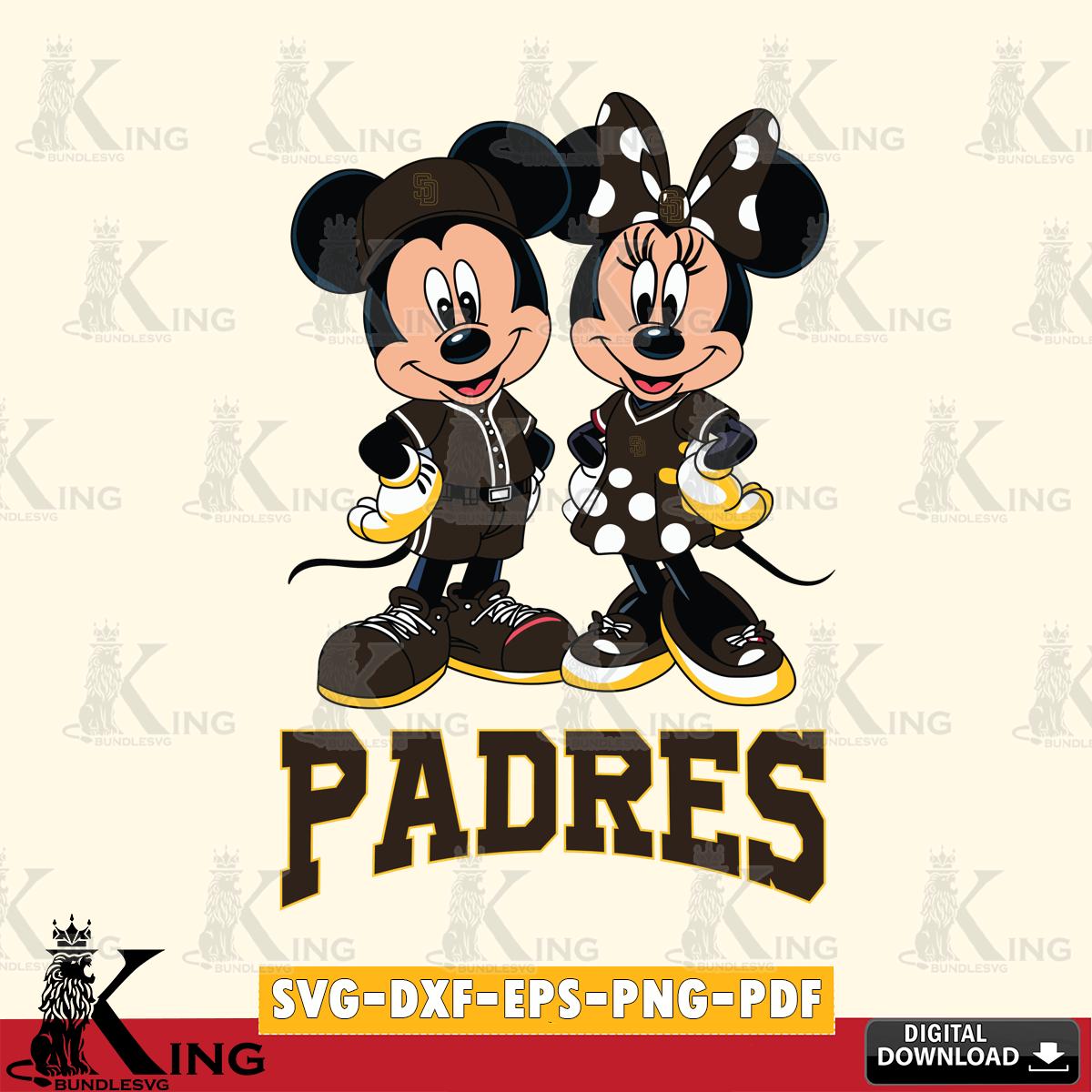 San Diego Padres Mickey Minnie Mouse couple sport SVG File, MLB for Cricut, Silhouette, Digital Download , file cut
