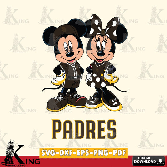 San Diego Padres Mickey Minnie Mouse couple sport SVG file , For Cricut,  File cut , Digital Download , PDF File, Cut Files