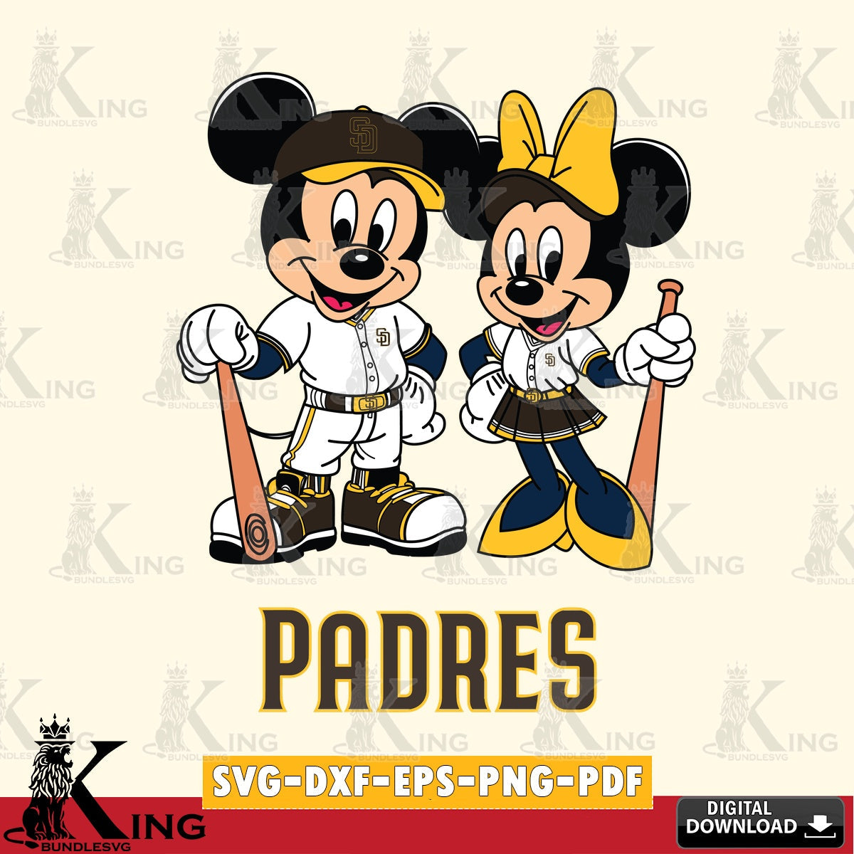San Diego Padres Mickey Minnie Mouse player SVG file , For Cricut,  File cut , Digital Download , PDF File, Cut Files