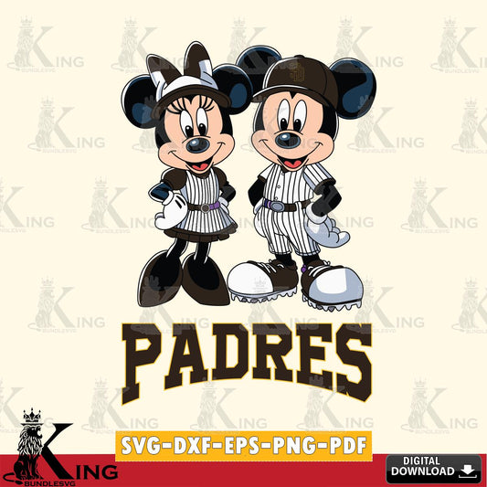 San Diego Padres Mickey Minnie Sport SVG File, MLB for Cricut, Silhouette, Digital Download , file cut