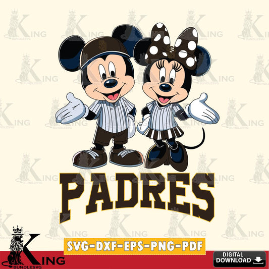 San Diego Padres Mickey Minnie couple SVG File, MLB for Cricut, Silhouette, Digital Download , file cut
