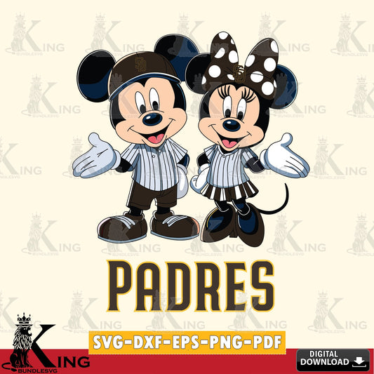 San Diego Padres Mickey Minnie couple SVG file , For Cricut,  File cut , Digital Download , PDF File, Cut Files