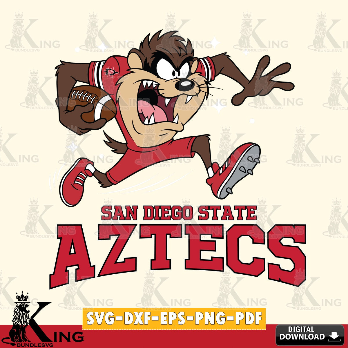 San Diego State Aztecs Angry Taz Football SVG file, Cut file  , Digital Download , Instant Download, Taz svg, NCAA svg