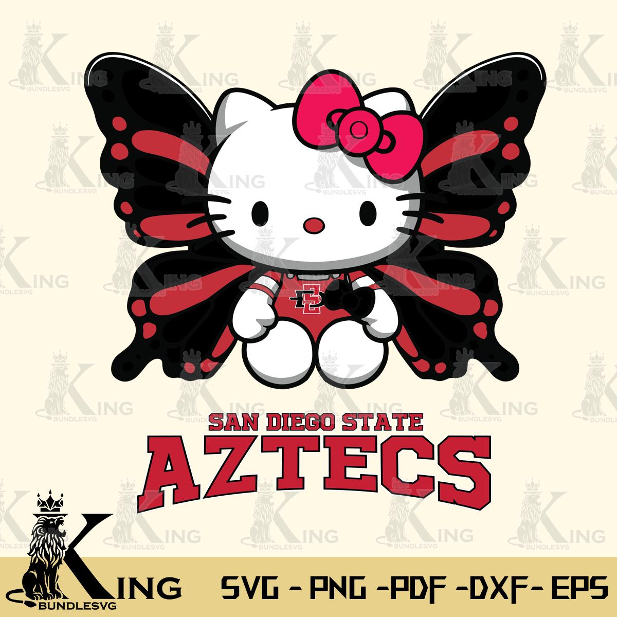 San Diego State Aztecs Butterfly Kitty Delight Svg Eps Dxf Png File, Digital Download