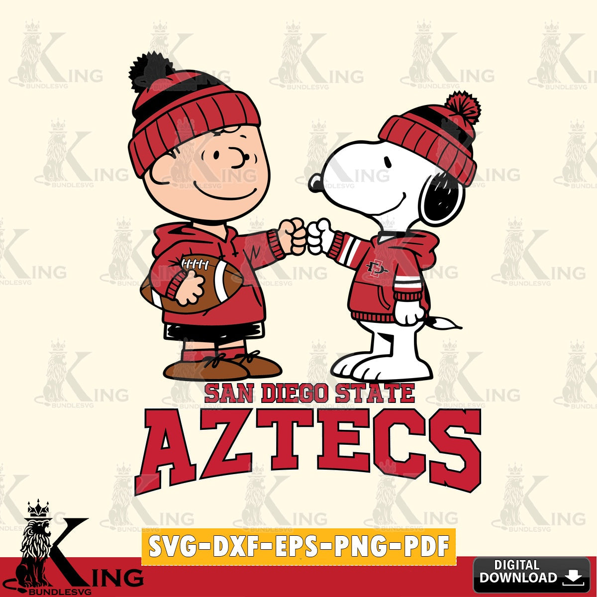 San Diego State Aztecs CharlieBrown Football Fist Bump SVG, Cricut, Cut file  , Digital Download , Instant Download, Peanuts svg, NCAA svg, Football svg, Sport svg