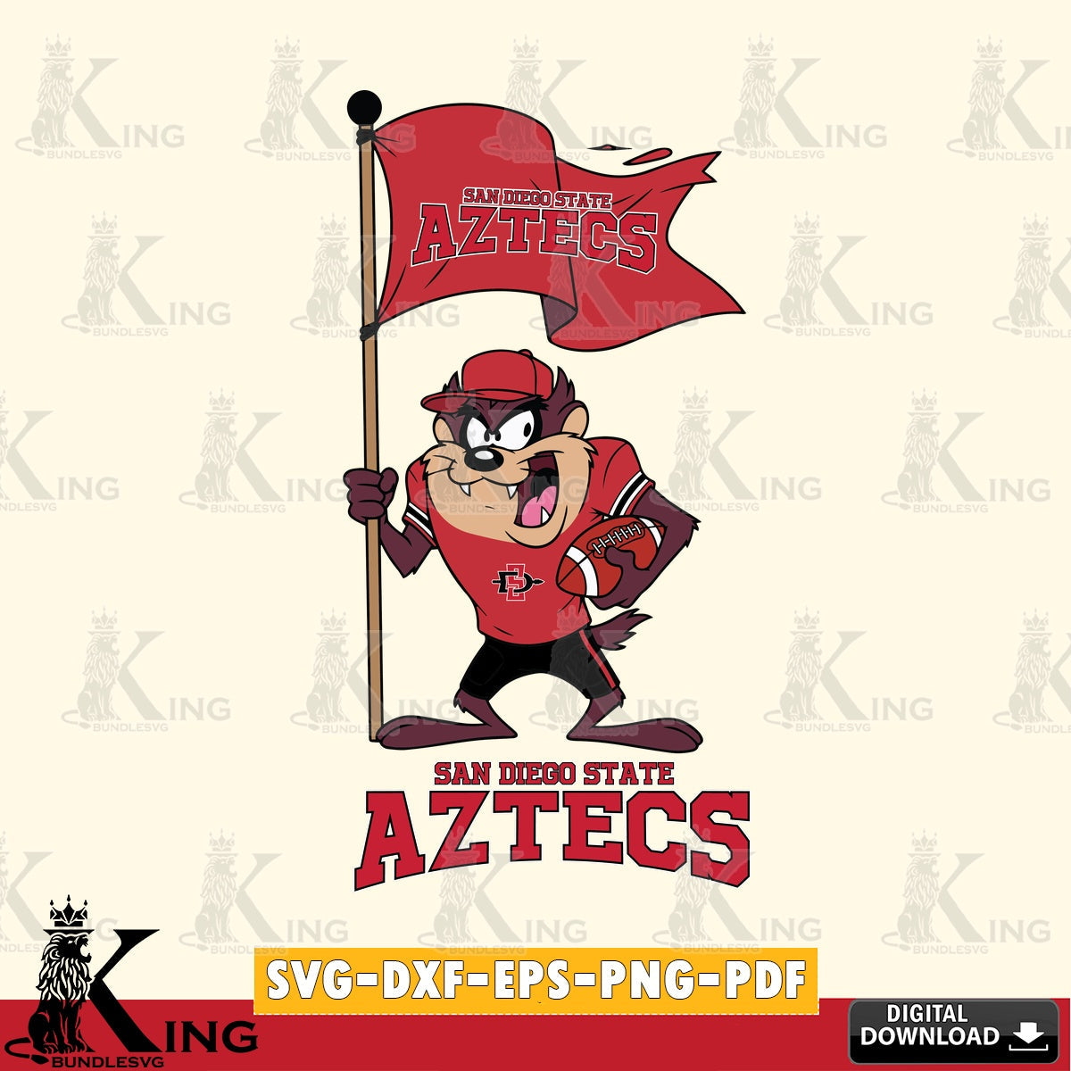 San Diego State Aztecs Football Taz Flag Art SVG file, Cut file  , Digital Download , Instant Download, Taz svg, NCAA svg