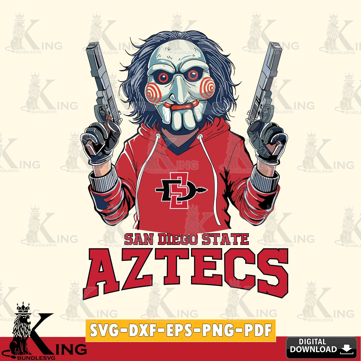 High-quality graphic of San Diego State Aztecs Jigsaw Billy Football, a digital download for Cricut Maker and paper crafts.