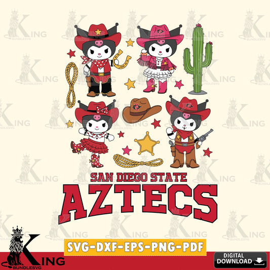 San Diego State Aztecs Kuromi Cowboy Western SVG file, Cricut, Cut file  , Digital Download , Instant Download, Sanrio svg, Clipart