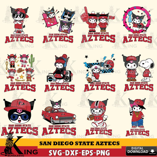 San Diego State Aztecs Kuromi Football Jersey NCAA Bundle SVG file, Cricut, Cut file  , Digital Download , Instant Download, Sanrio svg, Clipart