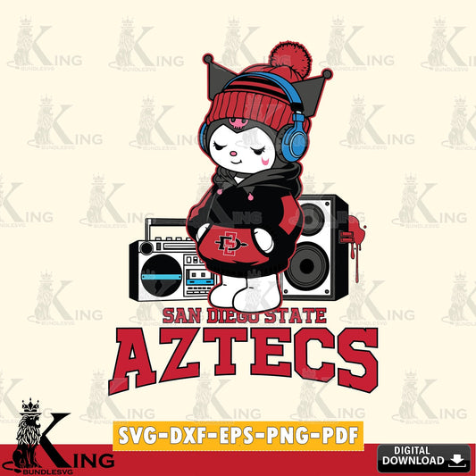 San Diego State Aztecs Kuromi Football Music SVG file, Cricut, Cut file  , Digital Download , Instant Download, Sanrio svg, Clipart
