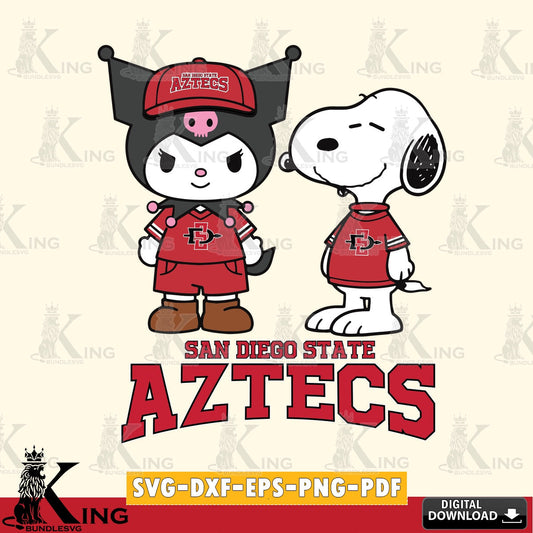 San Diego State Aztecs Kuromi Snoopy Football SVG file, Cricut, Cut file  , Digital Download , Instant Download, Sanrio svg, Clipart
