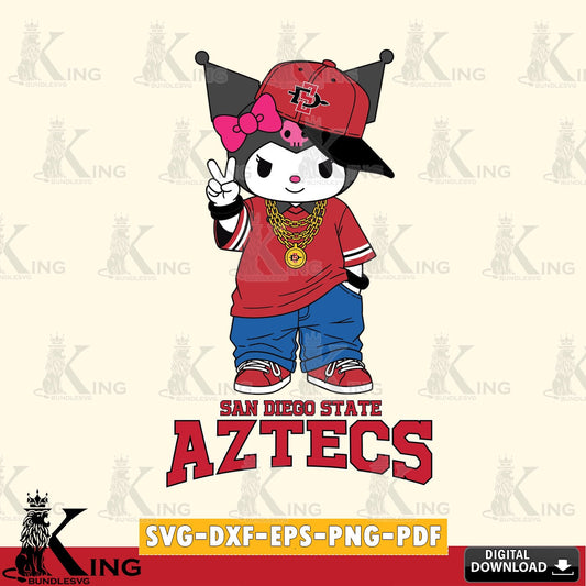 San Diego State Aztecs Kuromi Streetwear Style SVG file, Cricut, Cut file  , Digital Download , Instant Download, Sanrio svg, Clipart