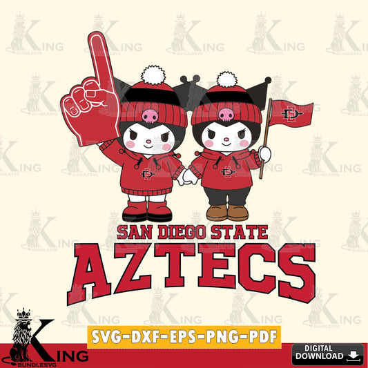 San Diego State Aztecs Kuromi rugby Fan SVG file, Cricut, Cut file  , Digital Download , Instant Download, Sanrio svg, Clipart