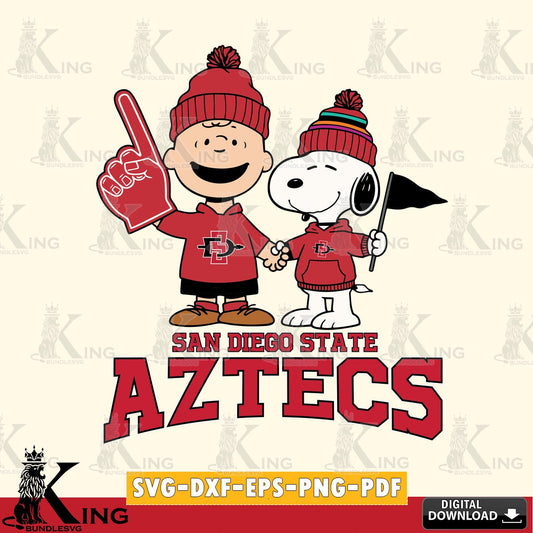 San Diego State Aztecs Peanuts Fan Gear SVG, Cricut, Cut file  , Digital Download , Instant Download, Peanuts svg, NCAA svg, Football svg, Sport svg