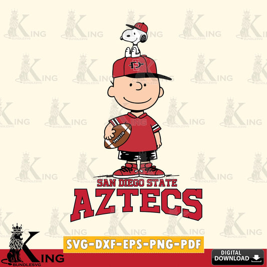 San Diego State Aztecs Peanuts Football Rugby SVG, Cricut, Cut file  , Digital Download , Instant Download, Peanuts svg, NCAA svg, Football svg, Sport svg