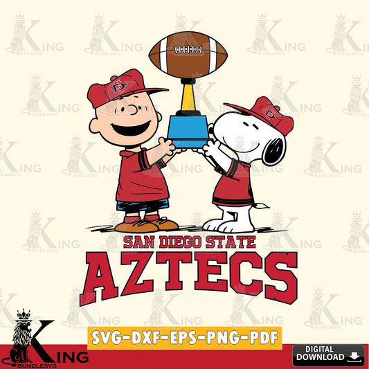 San Diego State Aztecs Peanuts Football Trophy SVG, Cricut, Cut file  , Digital Download , Instant Download, Peanuts svg, NCAA svg, Football svg, Sport svg