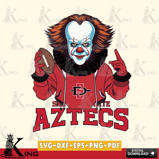 Detailed illustration of San Diego State Aztecs Pennywise football player, NCAA, vector art for engraving, cutting, and printing