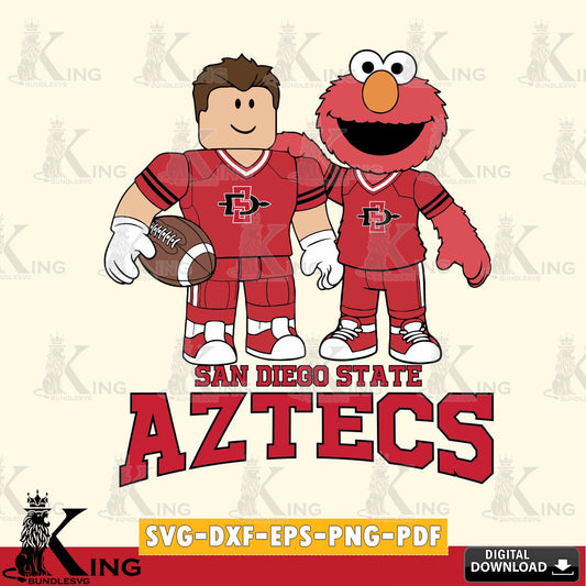 San Diego State Aztecs Roblox & Elmo Football SVG file , NCAA Cricut,  File cut , Digital Download , PDF File