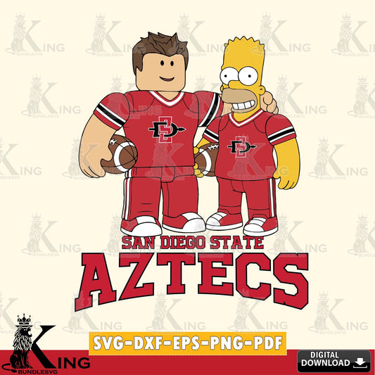 Stylish representation of San Diego State Aztecs Roblox & Homer Simpson Football, NCAA crafting file for iron-on transfer and