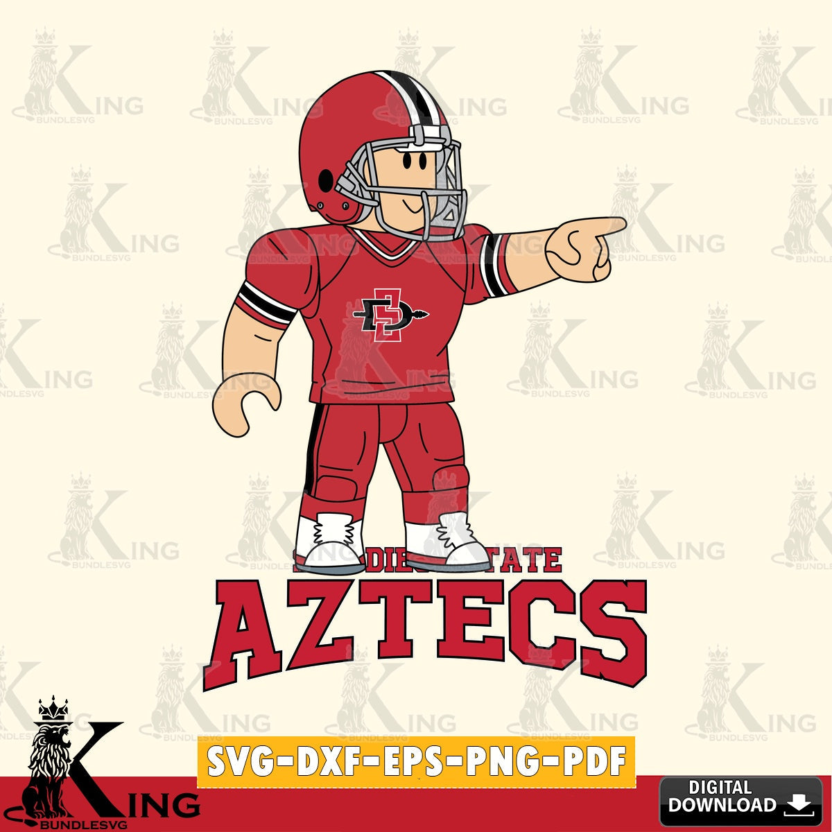 San Diego State Aztecs Roblox Player Football SVG file , NCAA Cricut,  File cut , Digital Download , PDF File