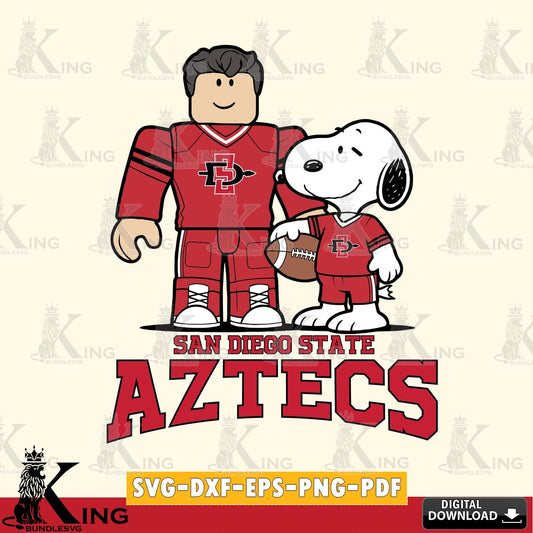 San Diego State Aztecs Roblox & Snoopy Football SVG file , NCAA Cricut,  File cut , Digital Download , PDF File