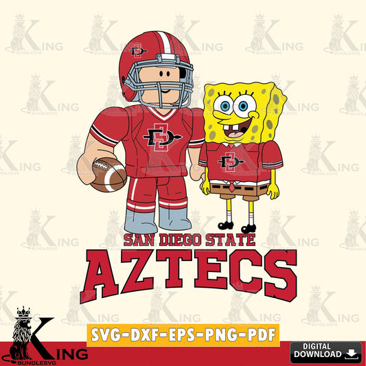 San Diego State Aztecs Roblox & Spongebob Football SVG file , NCAA Cricut,  File cut , Digital Download , PDF File